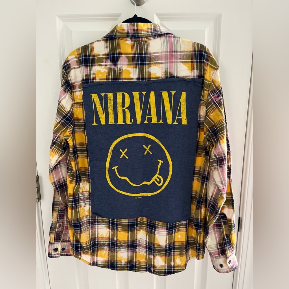 Custom Nirvana Distressed H & M Flannel